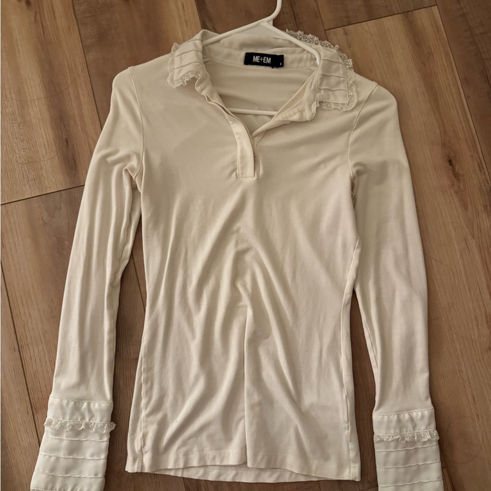 ME+EM Cream Long Sleeve Tee Top